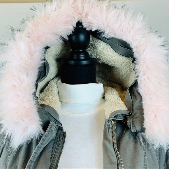 Mi a mi Army Mini Parka with Hood Gray  Women M - Picture 3 of 9
